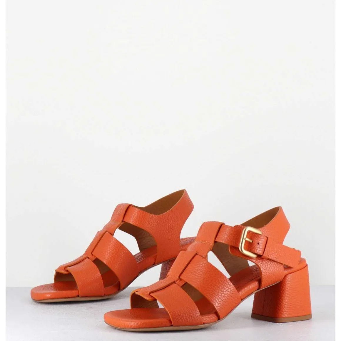 Sandales Multi-Brides En Cuir Graine Orange - S125 Cloud Orange