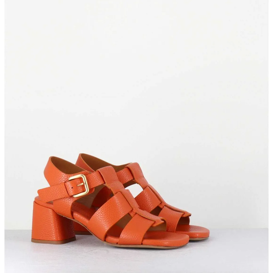 Sandales Multi-Brides En Cuir Graine Orange - S125 Cloud Orange