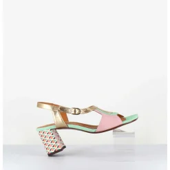 Sandales Multi-Matiere Pastel & Imprime Art Deco - Lorvina44 Jeep Pink