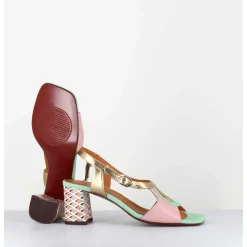 Sandales Multi-Matiere Pastel & Imprime Art Deco - Lorvina44 Jeep Pink