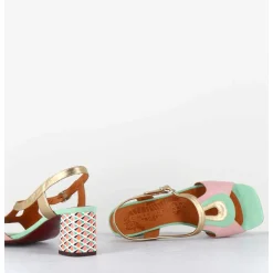 Sandales Multi-Matiere Pastel & Imprime Art Deco - Lorvina44 Jeep Pink