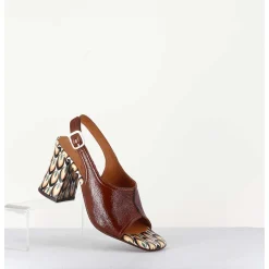 Sandales Naplak Marron Talon 70S & Imprime Colore - Pendal44 Ferrari Cuero