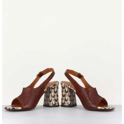 Sandales Naplak Marron Talon 70S & Imprime Colore - Pendal44 Ferrari Cuero