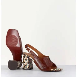 Sandales Naplak Marron Talon 70S & Imprime Colore - Pendal44 Ferrari Cuero