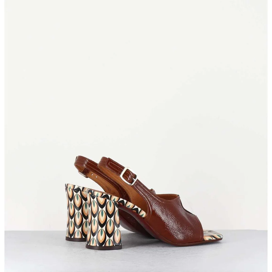 Sandales Naplak Marron Talon 70S & Imprime Colore - Pendal44 Ferrari Cuero
