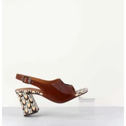 Sandales Naplak Marron Talon 70S & Imprime Colore - Pendal44 Ferrari Cuero