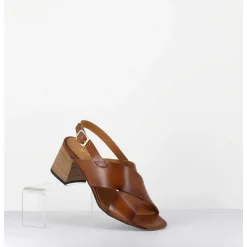 Sandales Petit Talon En Cuir Marron - 3162 Noce