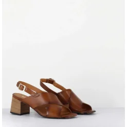 Sandales Petit Talon En Cuir Marron - 3162 Noce