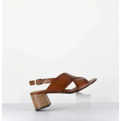 Sandales Petit Talon En Cuir Marron - 3162 Noce