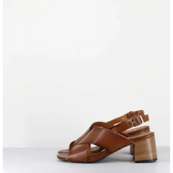 Sandales Petit Talon En Cuir Marron - 3162 Noce