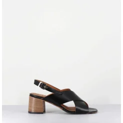 Sandales Petit Talon En Cuir Noir - 3162 Nero