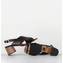 Sandales Petit Talon En Cuir Noir - 3162 Nero