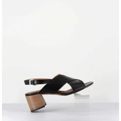 Sandales Petit Talon En Cuir Noir - 3162 Nero