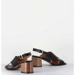 Sandales Petit Talon En Cuir Noir - 3162 Nero