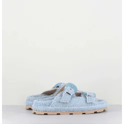 Sandales Plates A Boucles En Eponge Bleu Ciel - Agap Spugna Cielo