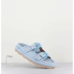 Sandales Plates A Boucles En Eponge Bleu Ciel - Agap Spugna Cielo