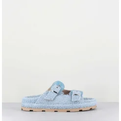 Sandales Plates A Boucles En Eponge Bleu Ciel - Agap Spugna Cielo
