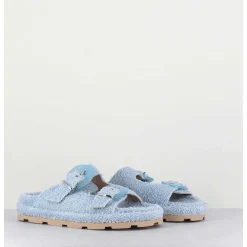 Sandales Plates A Boucles En Eponge Bleu Ciel - Agap Spugna Cielo