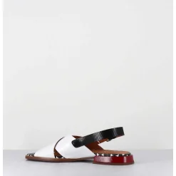 Sandales Plates En Cuir Blanc & Noir - Wanter Ferrari Blanco