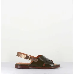 Sandales Plates En Cuir Khaki - Wan42 Salou Hunt