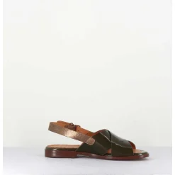 Sandales Plates En Cuir Khaki - Wan42 Salou Hunt