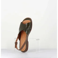 Sandales Plates En Cuir Khaki - Wan42 Salou Hunt