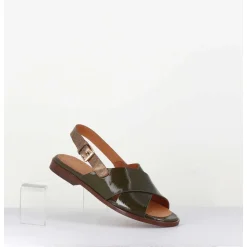 Sandales Plates En Cuir Khaki - Wan42 Salou Hunt
