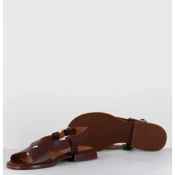 Sandales Plates En Cuir Marron - Wenta Pitbul Terra