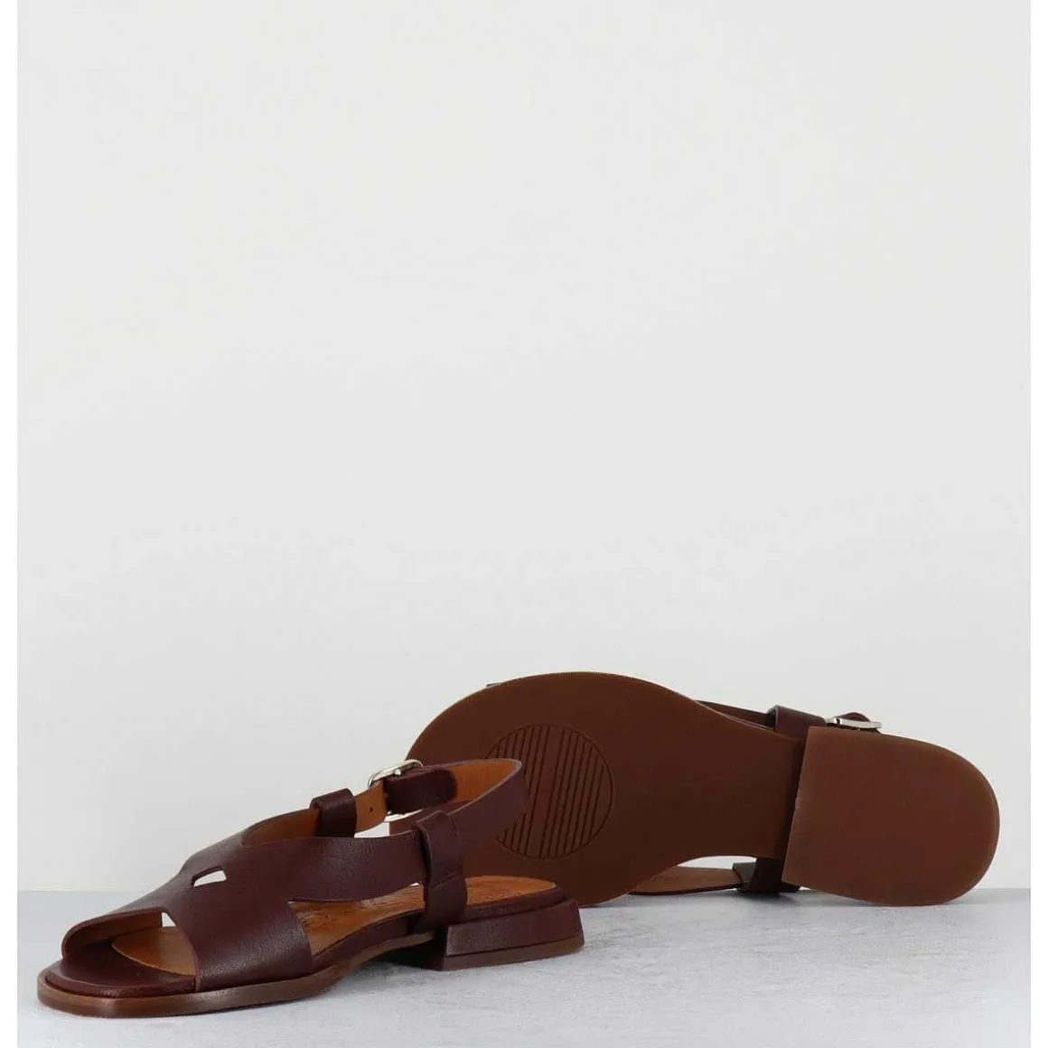 Sandales Plates En Cuir Marron - Wenta Pitbul Terra