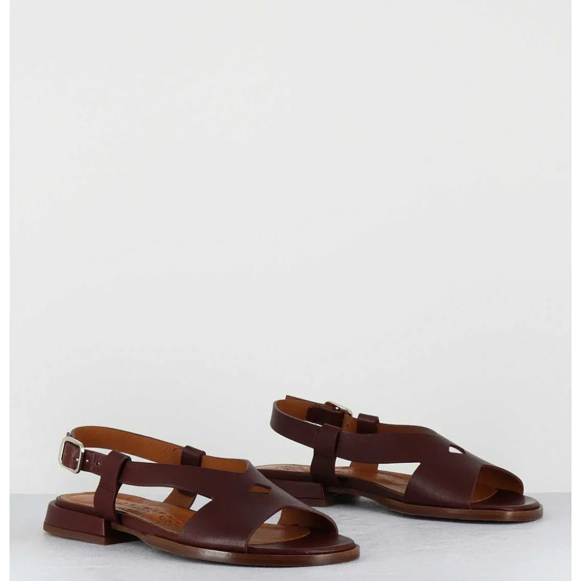Sandales Plates En Cuir Marron - Wenta Pitbul Terra