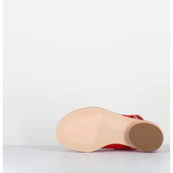 Sandales Plates En Cuir Rouge - Alison Criss Tangerine