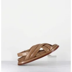 Sandales Plates Semelle Anatomique En Cuir Souple Taupe -Drika Nappa Sand