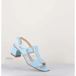 Sandales 60S Bout Carre En Cuir Vernis Bleu Ciel - Lefai3 Vernice Laundry