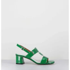 Sandales 60S Bout Carre En Cuir Vernis Vert - Lefai4 Vernice Verde