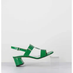 Sandales 60S Bout Carre En Cuir Vernis Vert - Lefai4 Vernice Verde