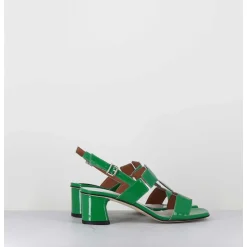 Sandales 60S Bout Carre En Cuir Vernis Vert - Lefai4 Vernice Verde