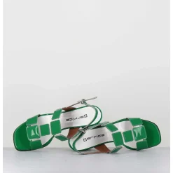 Sandales 60S Bout Carre En Cuir Vernis Vert - Lefai4 Vernice Verde