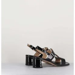Sandales 60S Bout Carre En Cuir Vernis Noir - Lefai2 Vernice Nero