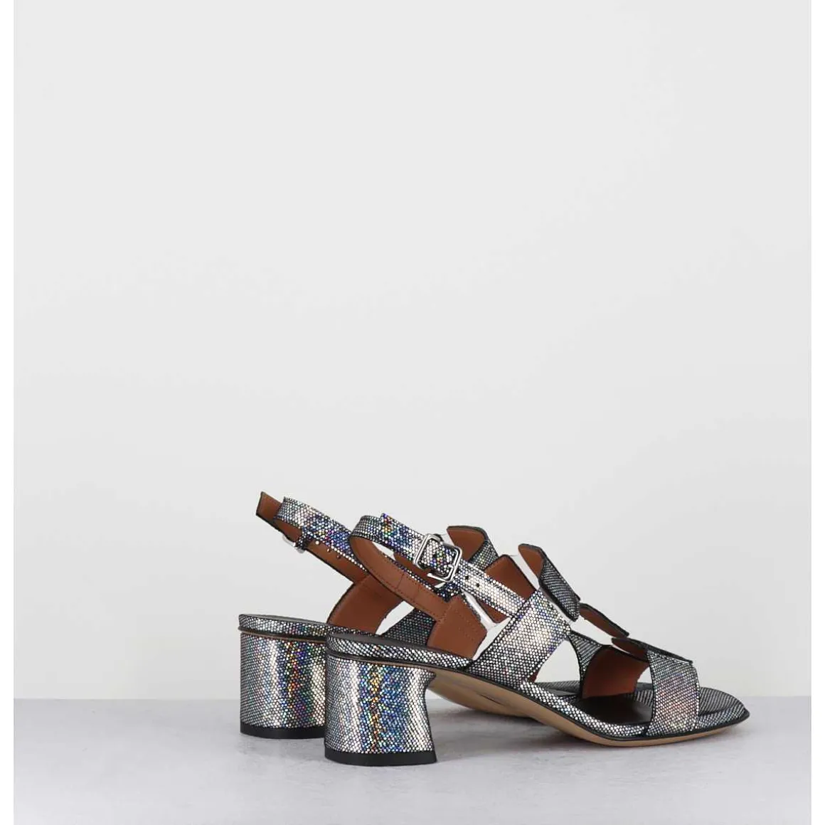Sandales 60S Cuir Imprime Boule A Facettes - Lefai10 Ball Silver