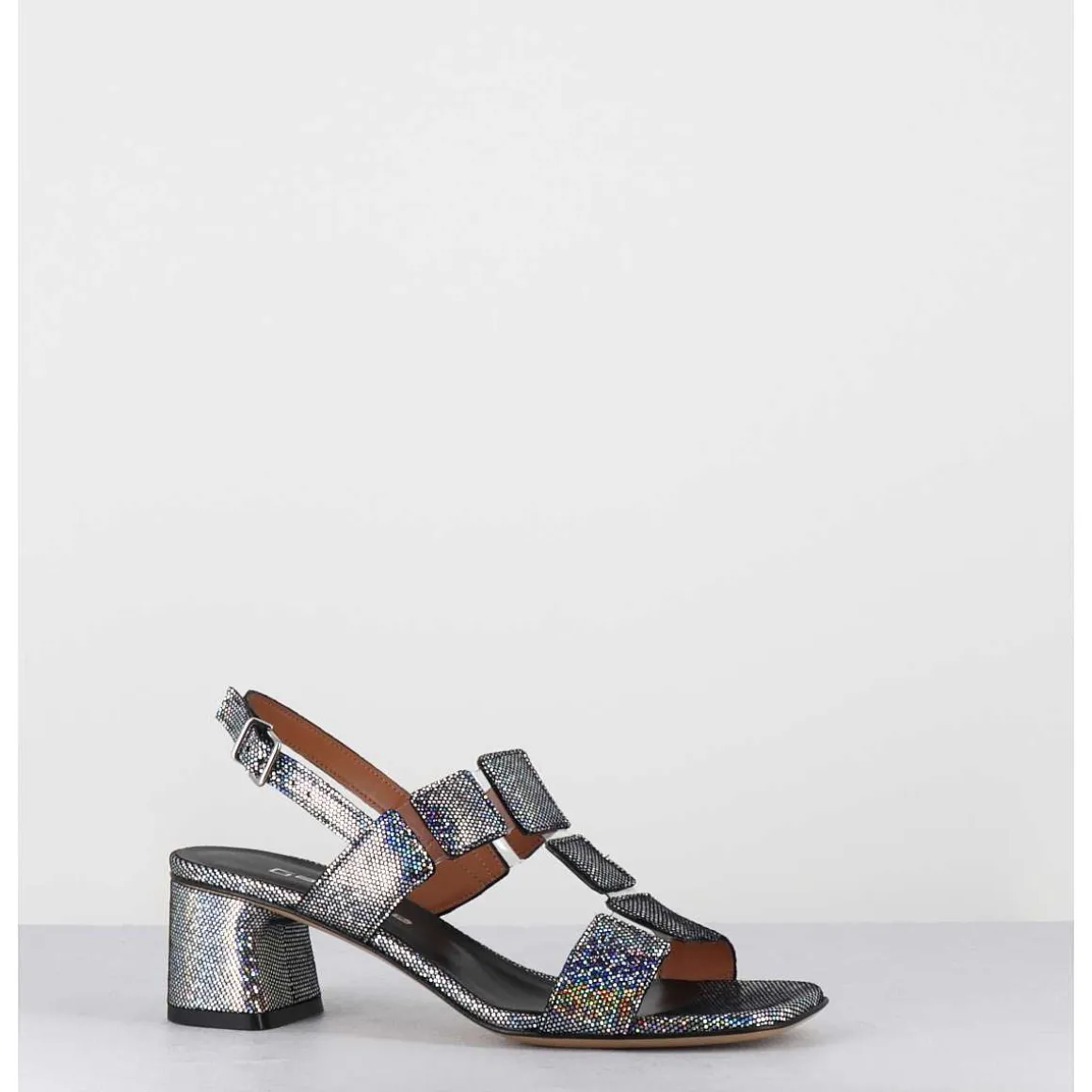 Sandales 60S Cuir Imprime Boule A Facettes - Lefai10 Ball Silver