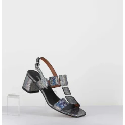 Sandales 60S Cuir Imprime Boule A Facettes - Lefai10 Ball Silver