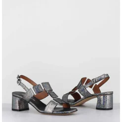 Sandales 60S Cuir Imprime Boule A Facettes - Lefai10 Ball Silver
