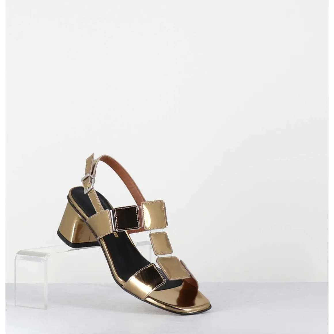 Sandales 60S Cuir Miroir Dore - Lefai11 Specchio Oro