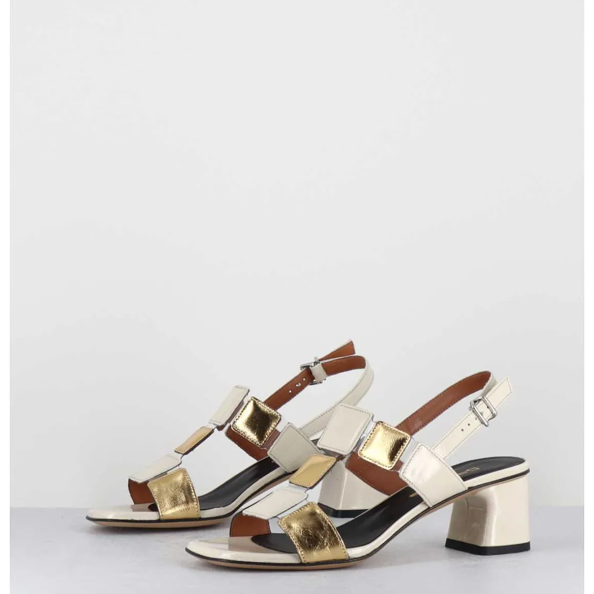 Sandales 60S En Cuir Blanc Casse & Dore - Lefai6 Lux Talco