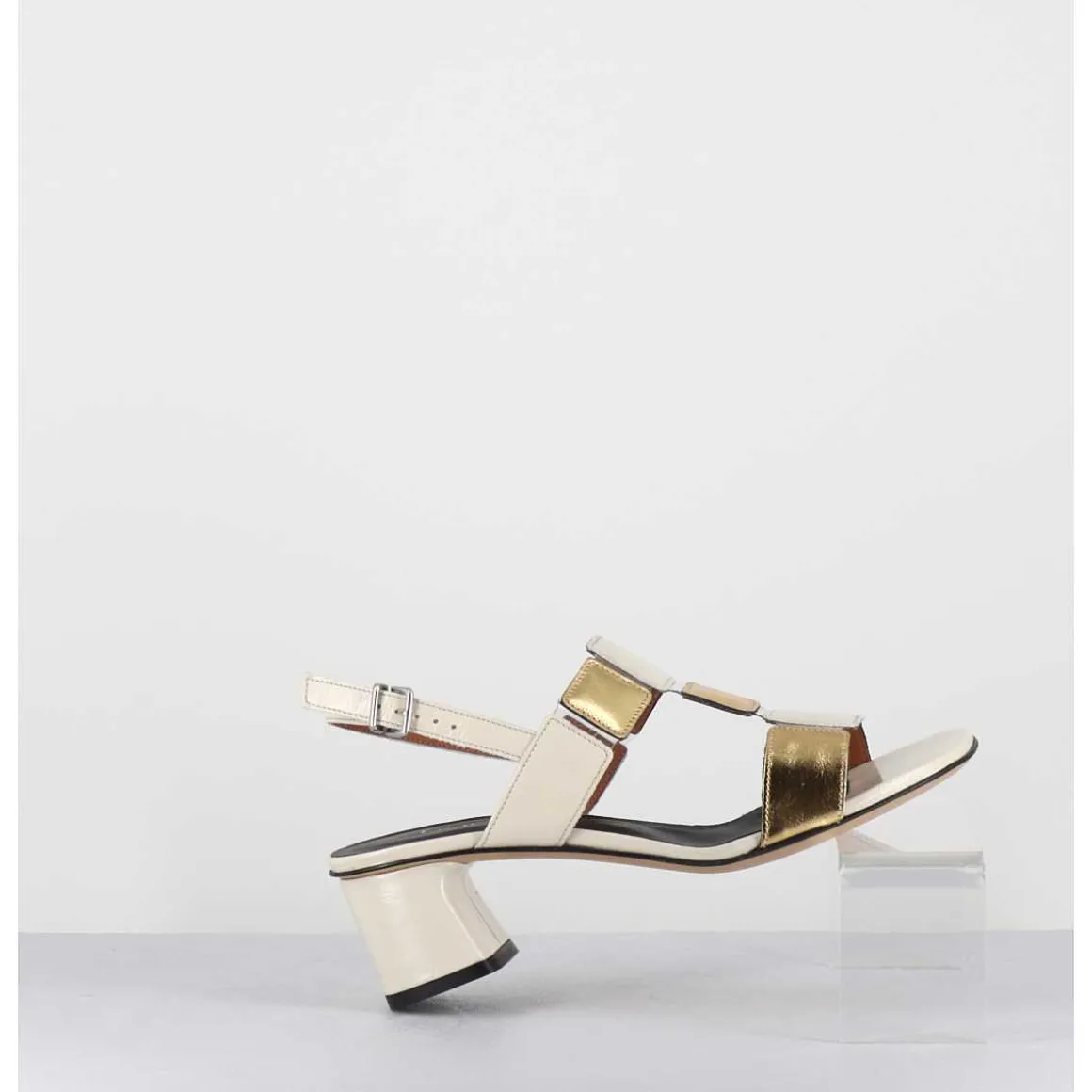 Sandales 60S En Cuir Blanc Casse & Dore - Lefai6 Lux Talco