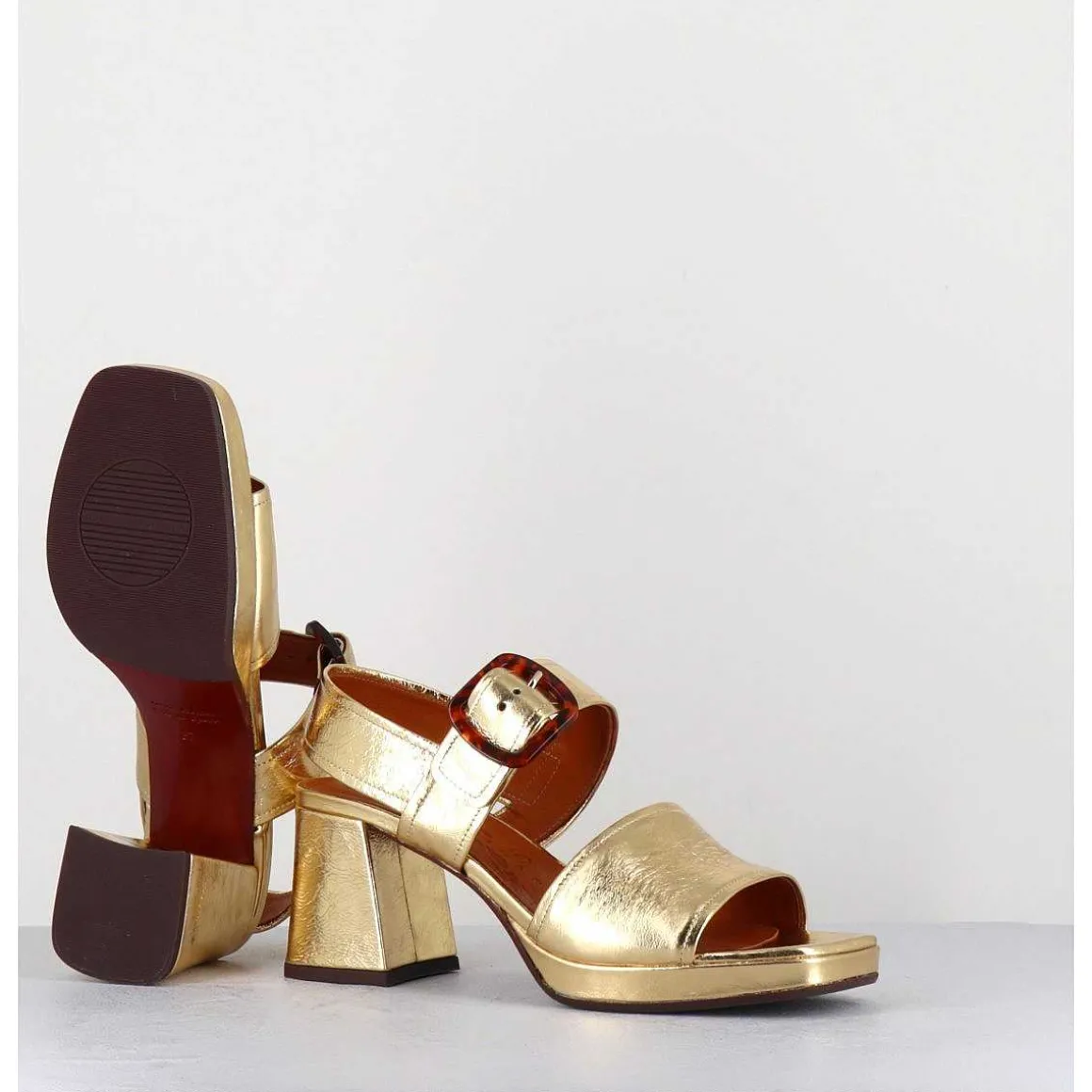 Sandales 70S En Cuir Metallise Or - Ginka42 Porsche Gold