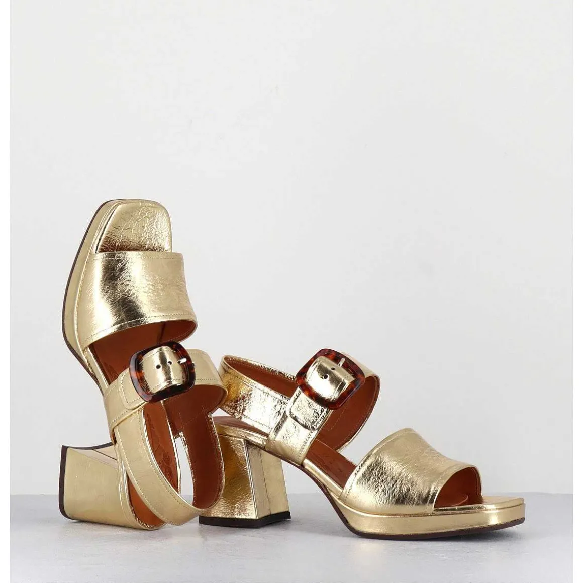 Sandales 70S En Cuir Metallise Or - Ginka42 Porsche Gold