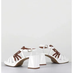 Sandales 70S En Cuir Vernis Blanc - Taga Vernice Bianco
