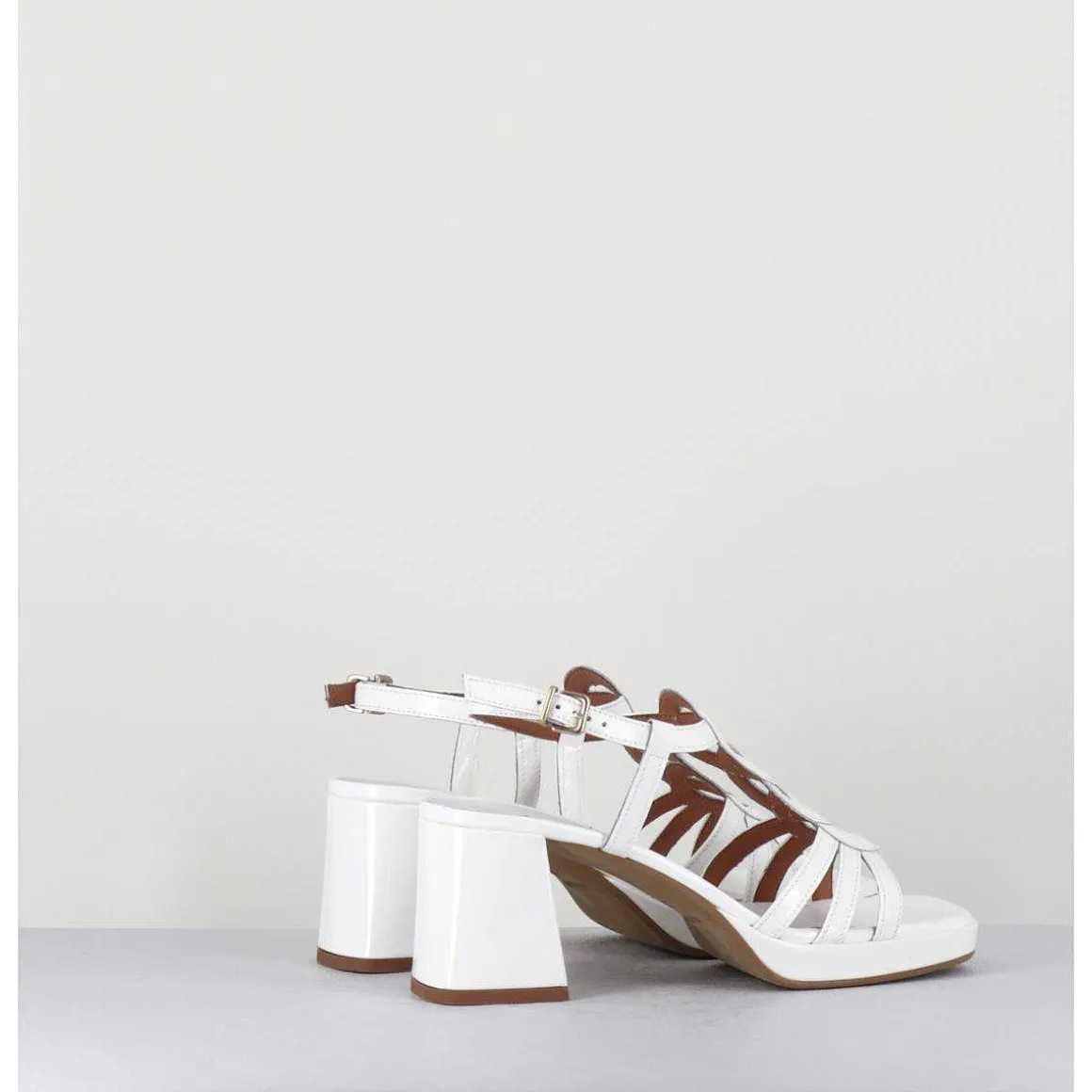 Sandales 70S En Cuir Vernis Blanc - Taga Vernice Bianco