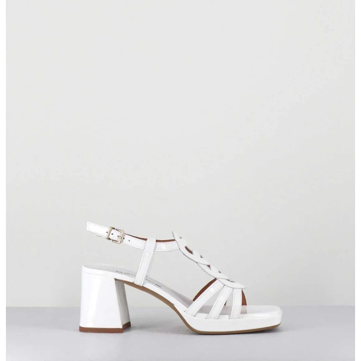 Sandales 70S En Cuir Vernis Blanc - Taga Vernice Bianco